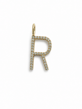 S.Row Designs 14K Gold Diamond Initial “R” Pendant