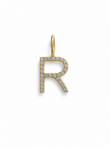 14KT Gold Diamond Initial “R” Charm