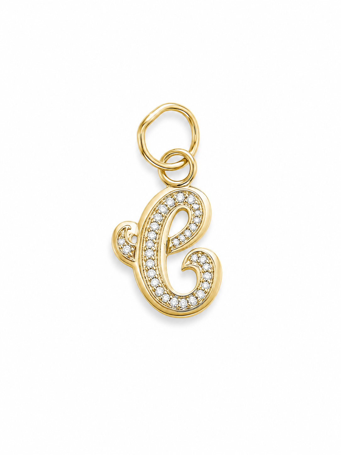 14KT Gold Script Initial “C” Charm