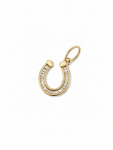 14KT Gold Baguette Diamond Horseshoe Charm