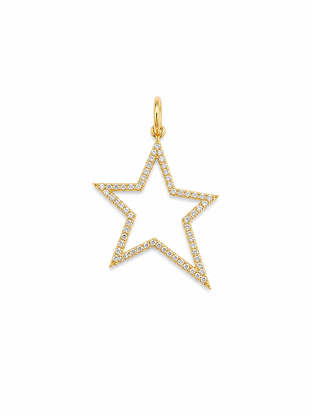 14KT Gold Diamond Open Star Charm