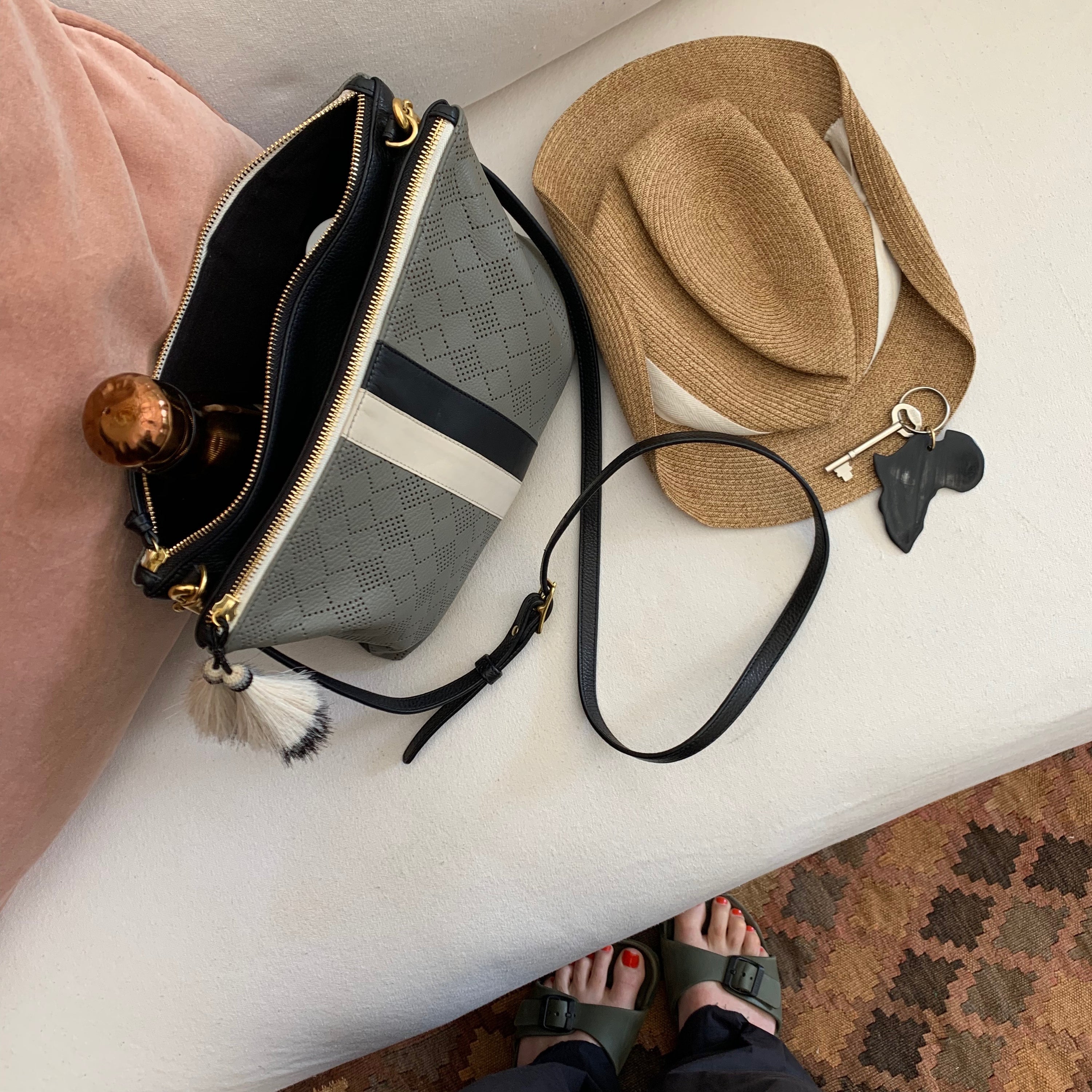 Kempton Harford Double Zip Crossbody in Storm Grey