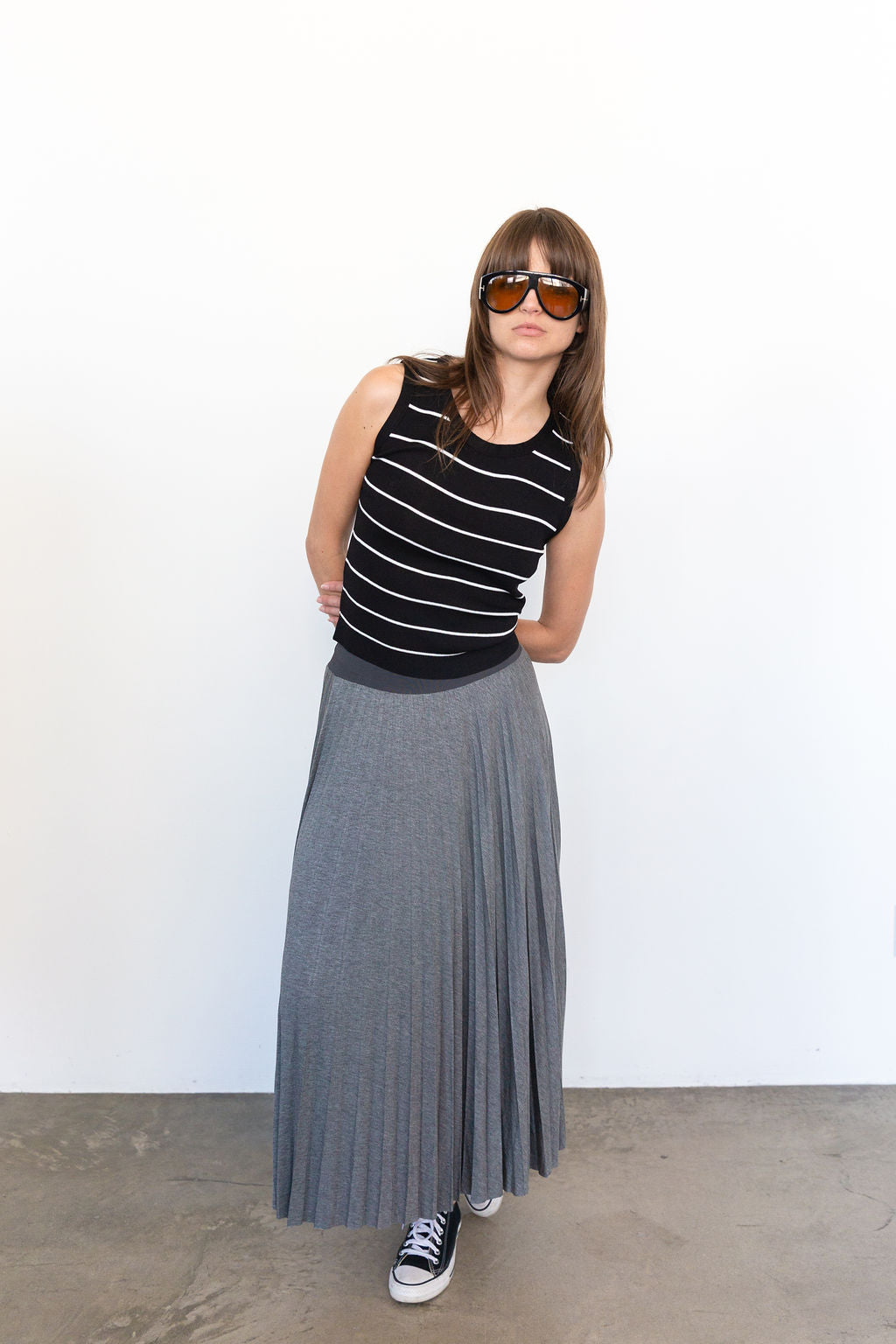【BAON】Wilby herringbone wool banding flare long skirt SKIRTS – FabFindsbySarah