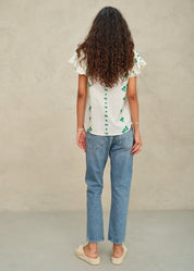 M.A.B.E. Iris Woven Frill Short Sleeve Top