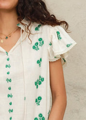 M.A.B.E. Iris Woven Frill Short Sleeve Top