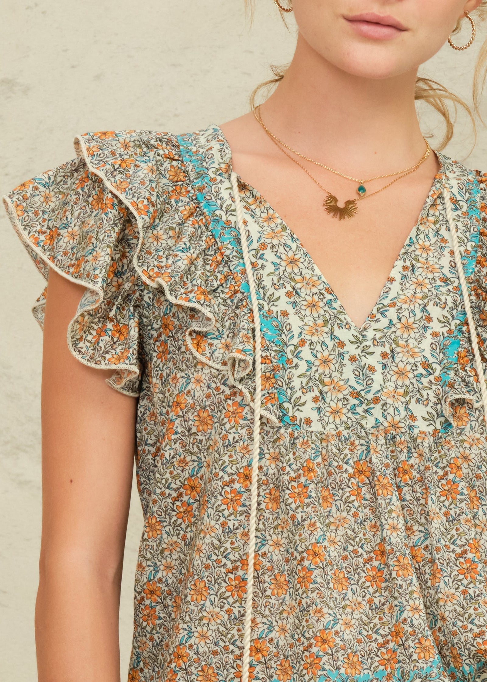 M.A.B.E. Jaci Print Frill Top