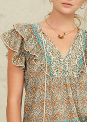M.A.B.E. Jaci Print Frill Top