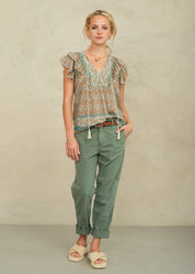 M.A.B.E. Jaci Print Frill Top