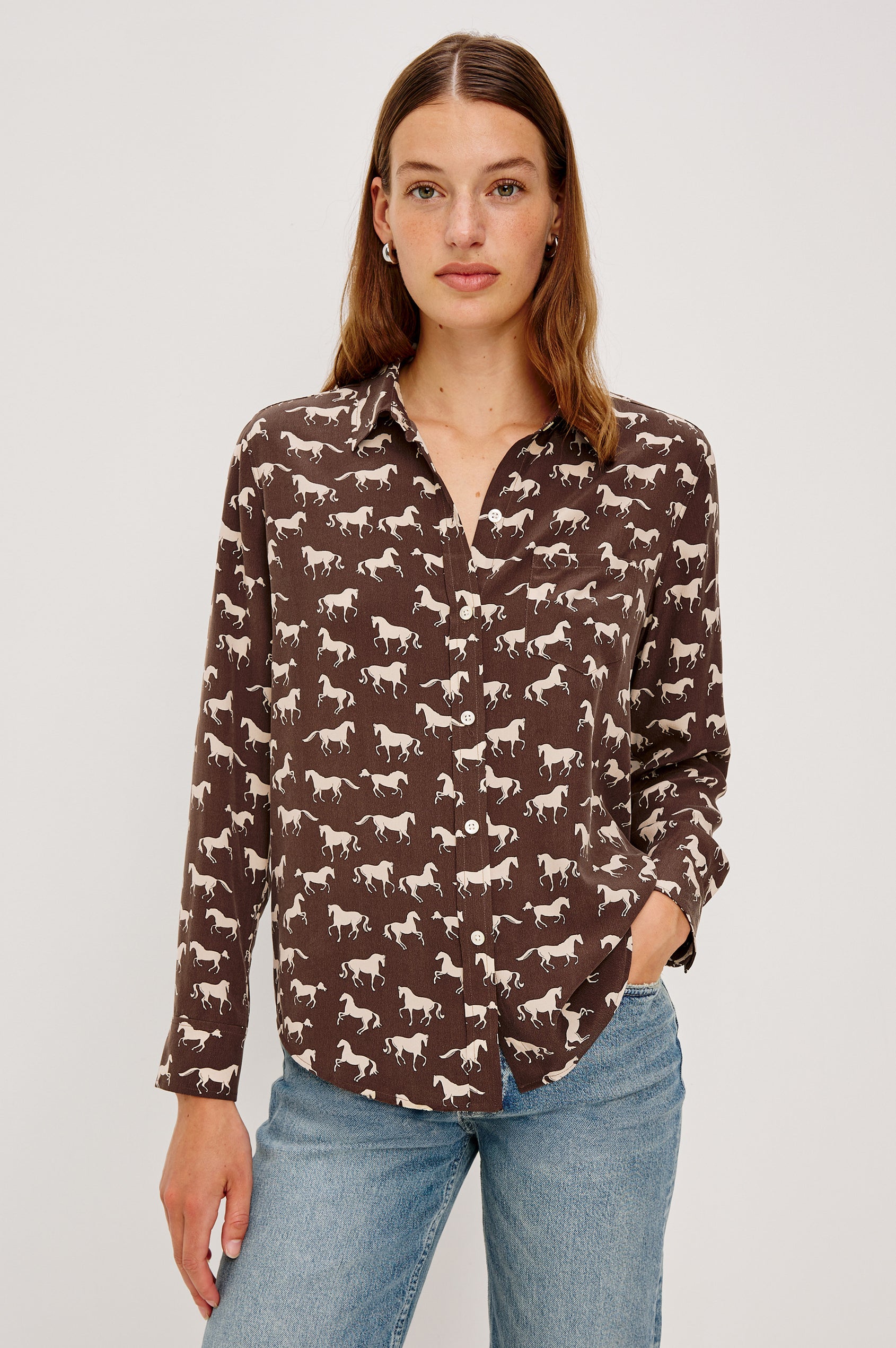Rails Kate Shirt in Ivory Horses