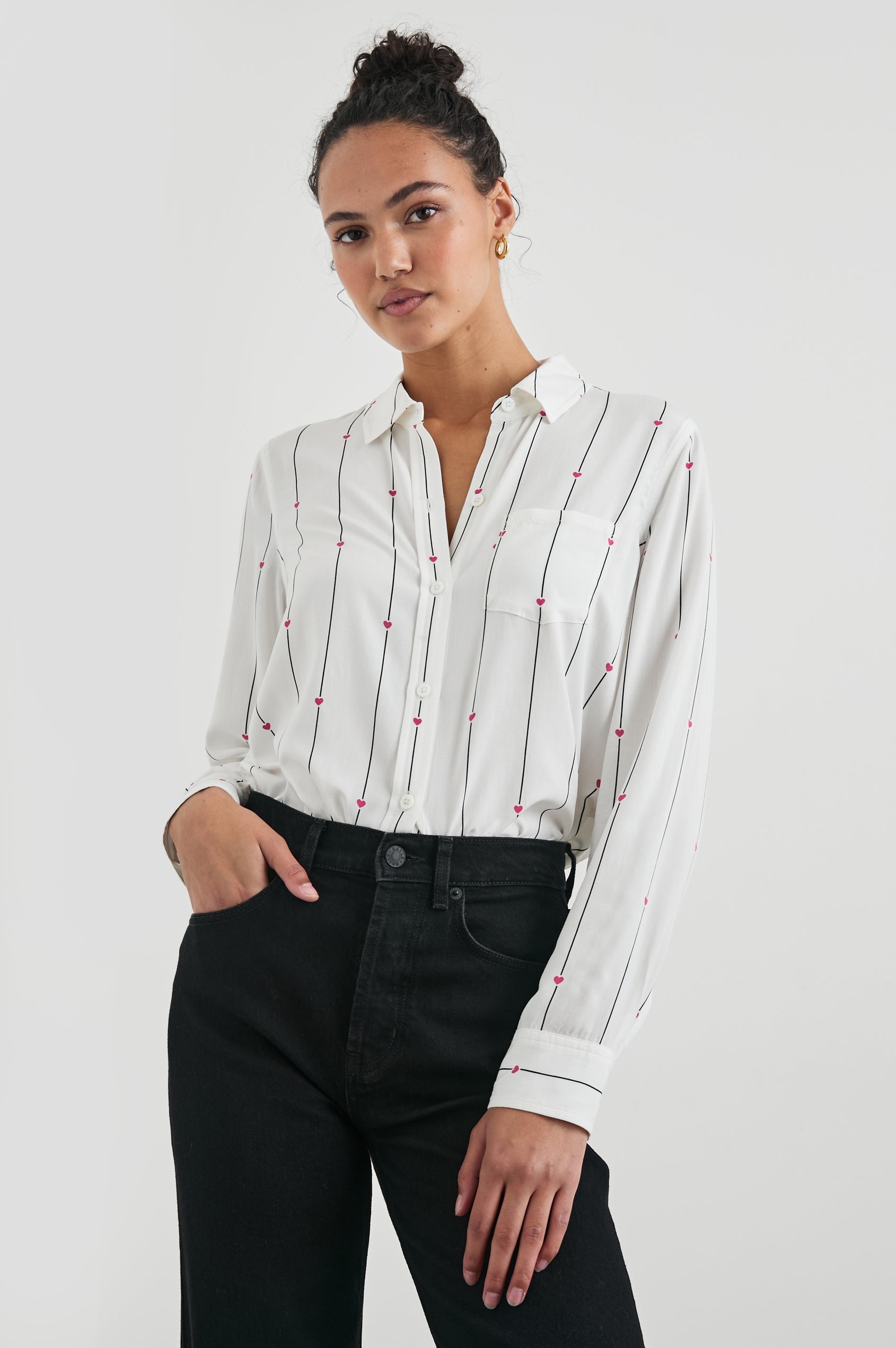 Rails Kathryn Shirt in Striped Hearts