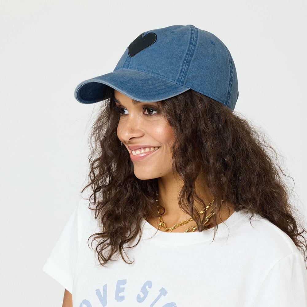 Kerri Rosenthal Baseball Imperfect Heart Hat in Denim