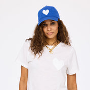 Kerri Rosenthal Baseball Imperfect Heart Hat in Bright Blue/White