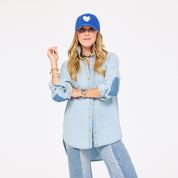 Kerri Rosenthal Baseball Imperfect Heart Hat in Bright Blue/White