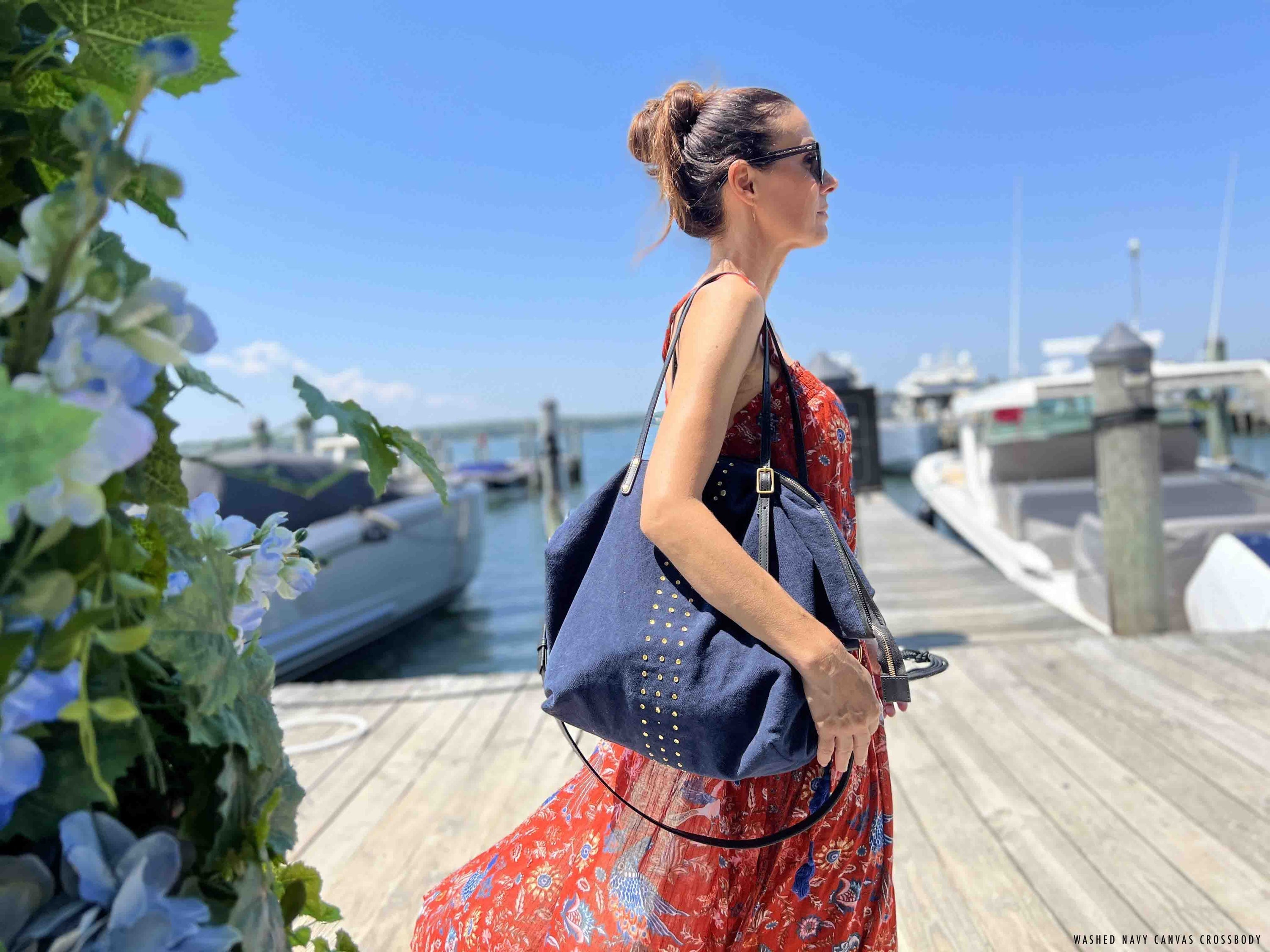 Kempton Washed Navy Canvas Crossbody Bag