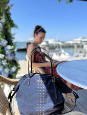 Kempton Washed Navy Canvas Crossbody Bag