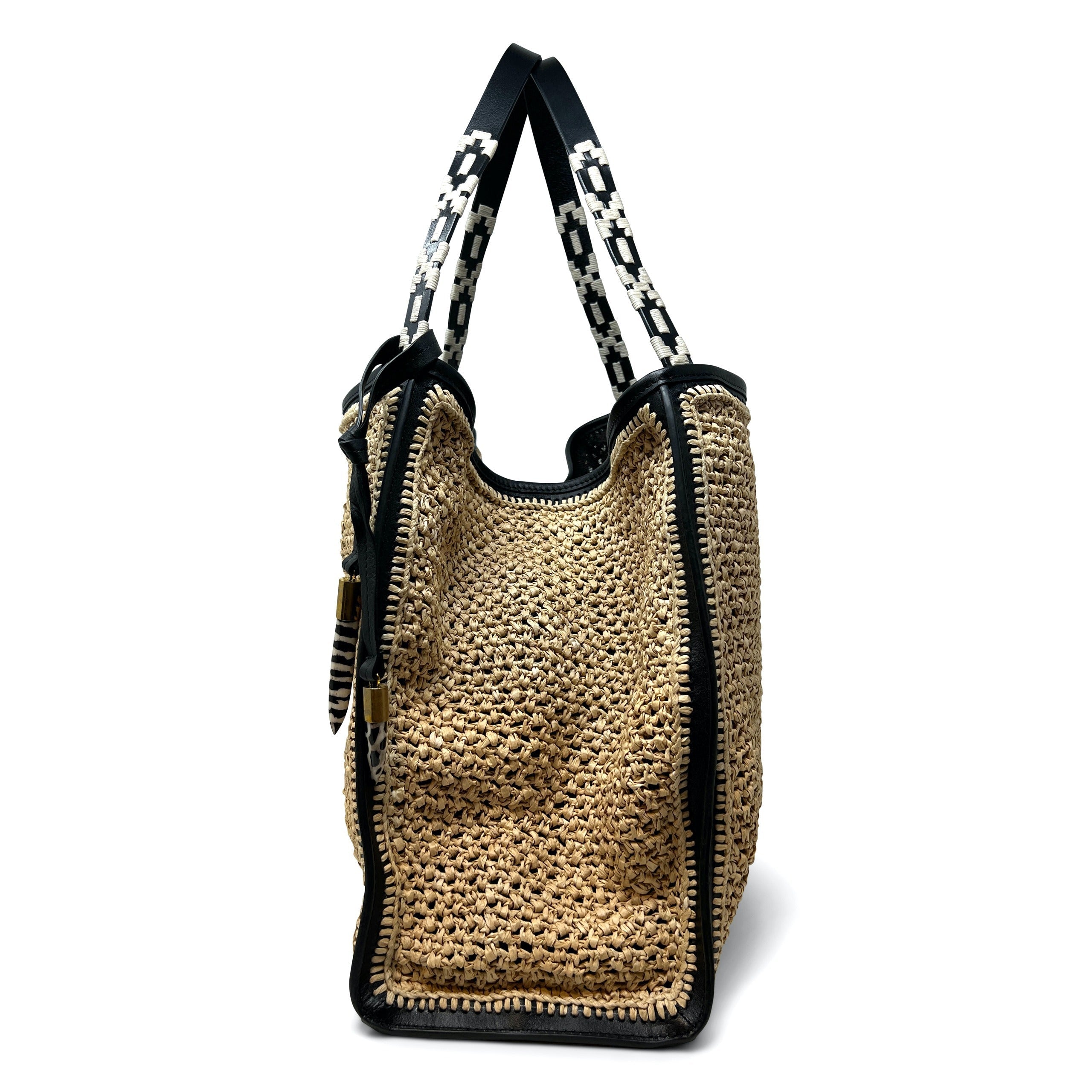 Kempton & Co Natural Raffia Mesh Slim Taunton Tote
