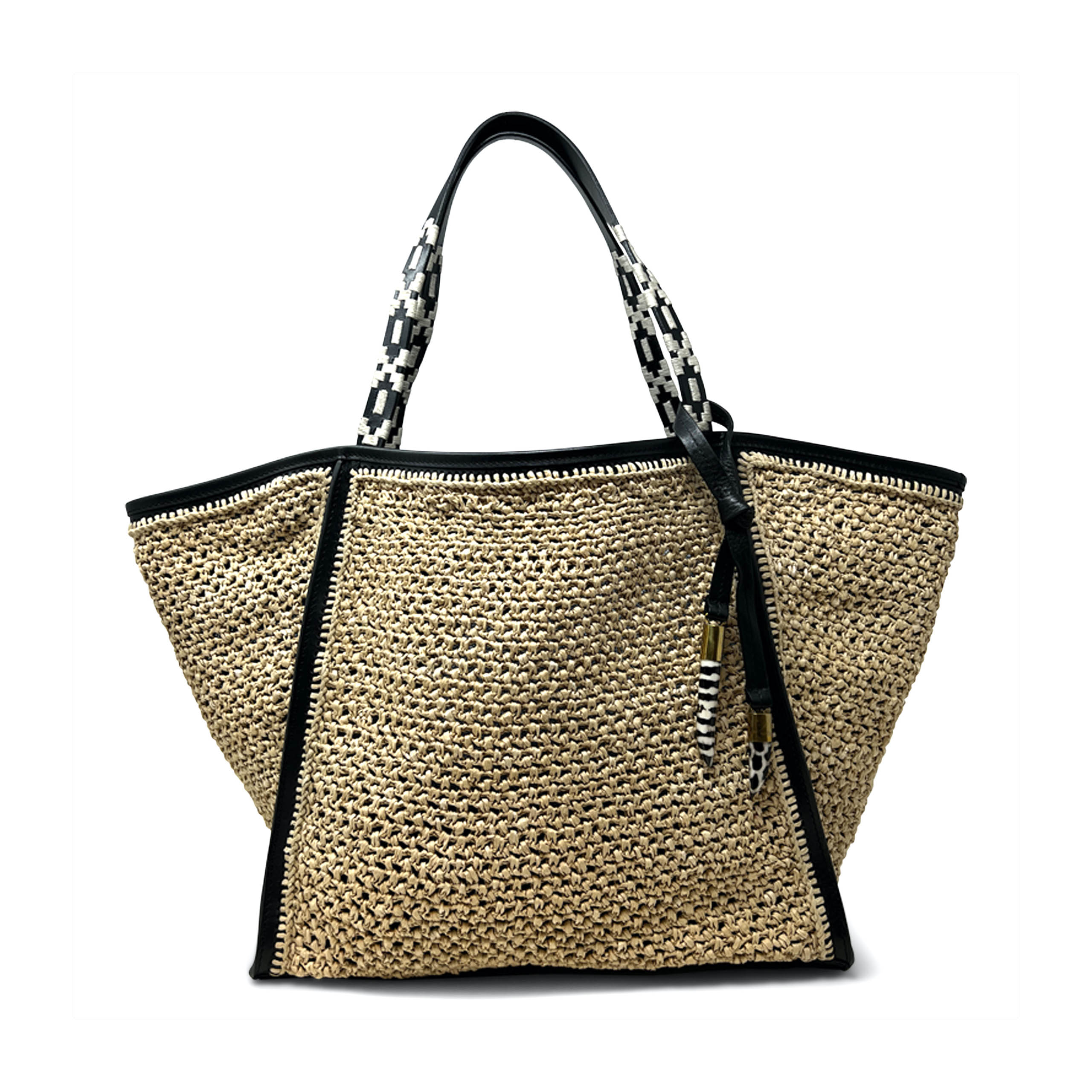 Kempton & Co Natural Raffia Mesh Slim Taunton Tote