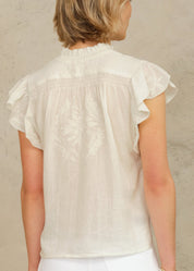 M.A.B.E. Lilia Embroidered Short Sleeve Top