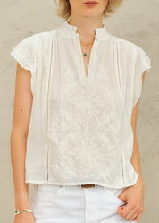 M.A.B.E. Lilia Embroidered Short Sleeve Top
