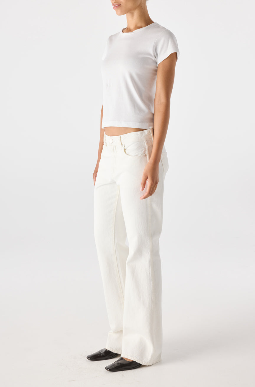 AMO Marcenia Low Boot Cut Jean in Eggshell