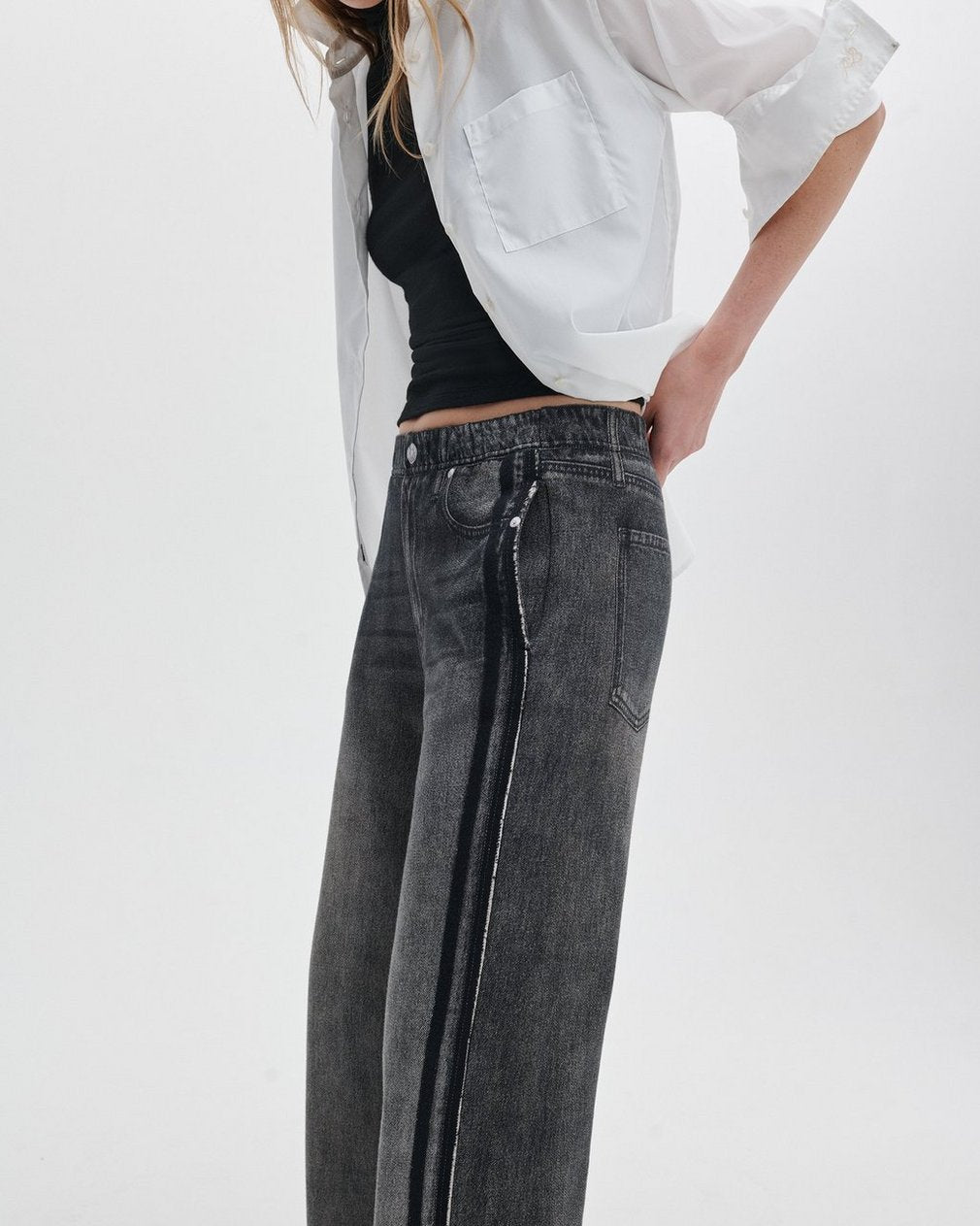 Rag & Bone Miramar Terry Wide Track Pant in Washed Black