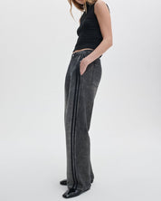Rag & Bone Miramar Terry Wide Track Pant in Washed Black