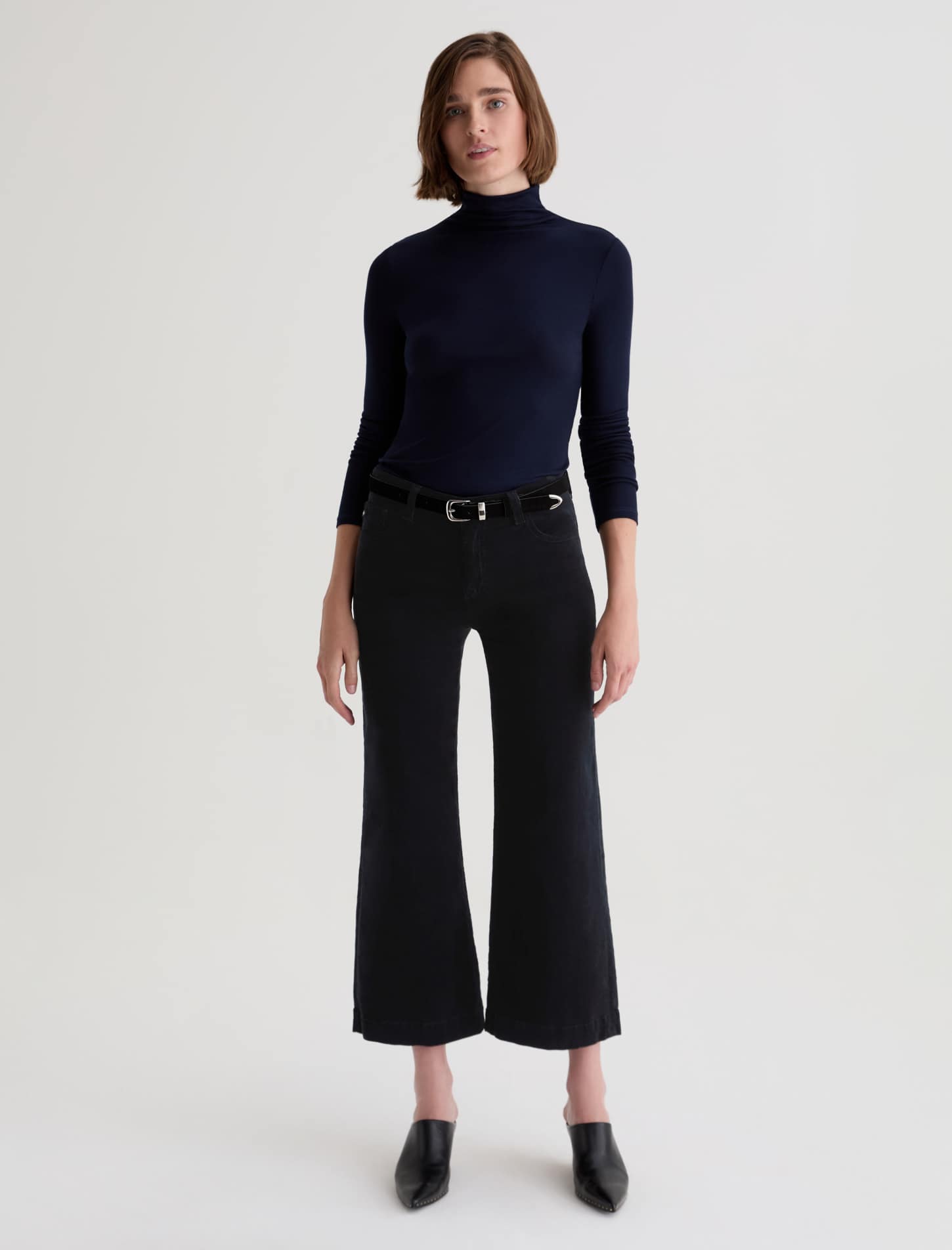 AG Saige Wide Leg Crop Jean in Super Black