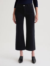 AG Saige Wide Leg Crop Jean in Super Black
