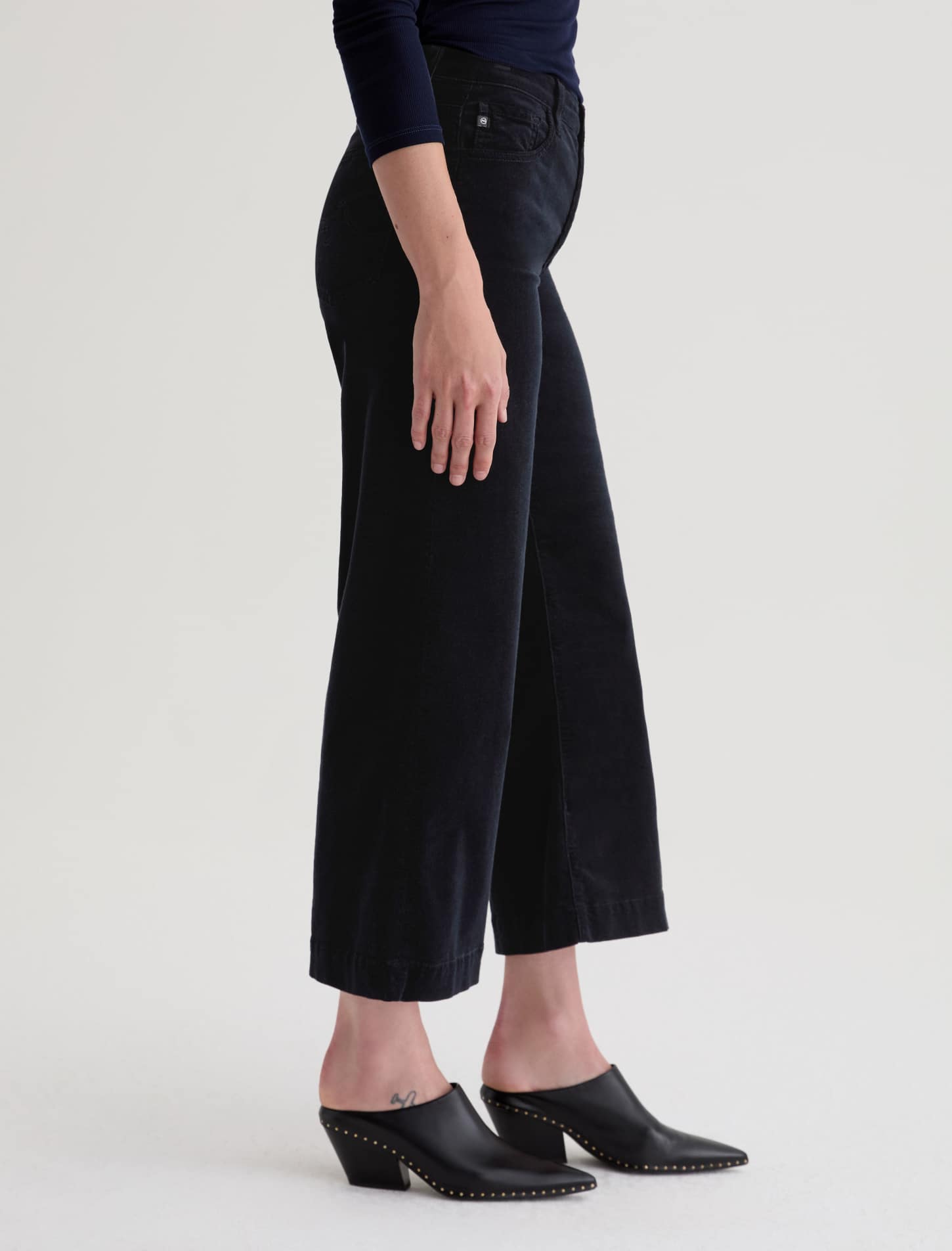 AG Saige Wide Leg Crop Jean in Super Black