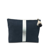 Kempton Navy & Silver Striped Small Pouch