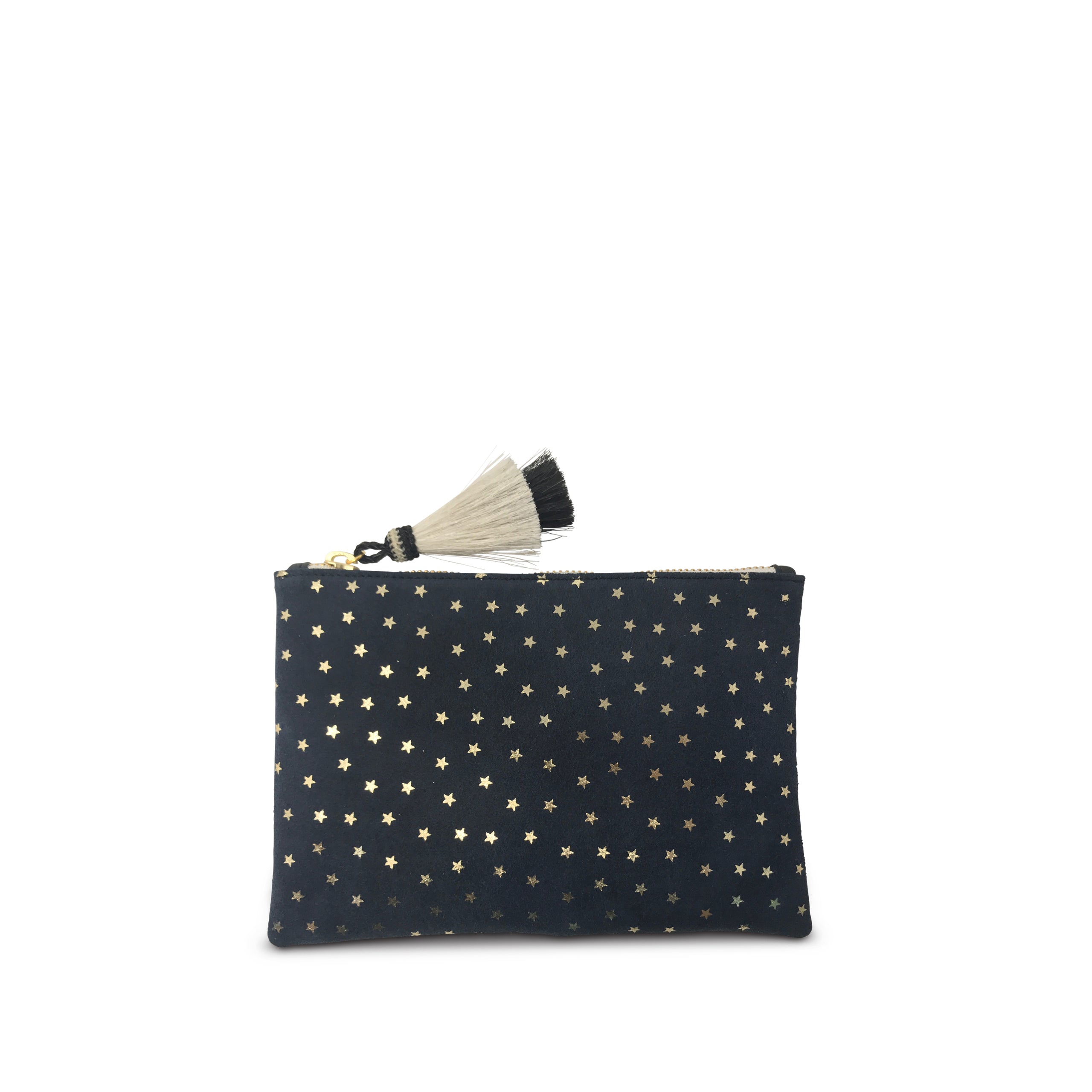 Kempton & Co Navy Suede Gold Foil Stars Small Pouch