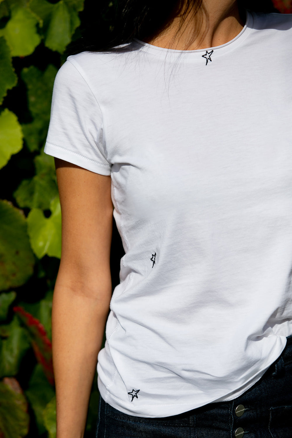 Catherine Gee S/S Embroidered Star Cotton Tee