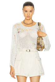 R13 Distressed Boyfriend Crewneck Sweater