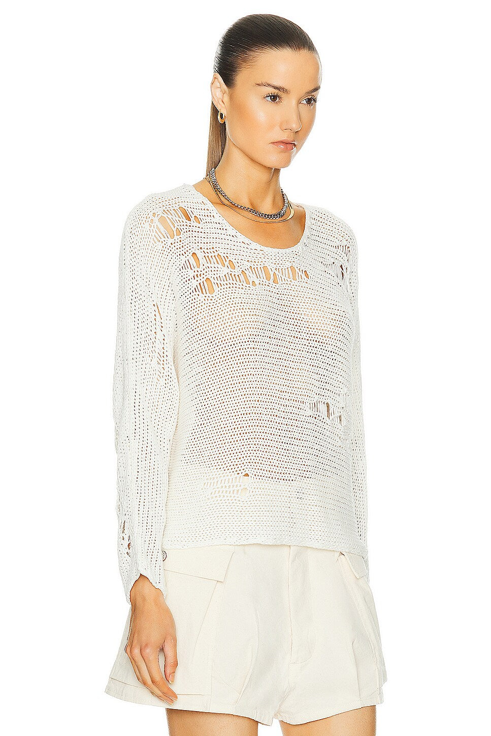 R13 Distressed Boyfriend Crewneck Sweater