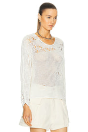 R13 Distressed Boyfriend Crewneck Sweater