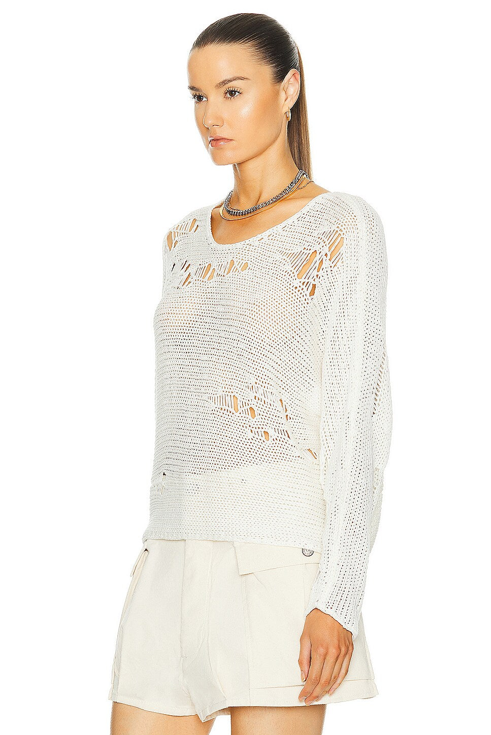 R13 Distressed Boyfriend Crewneck Sweater