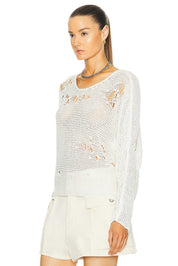 R13 Distressed Boyfriend Crewneck Sweater