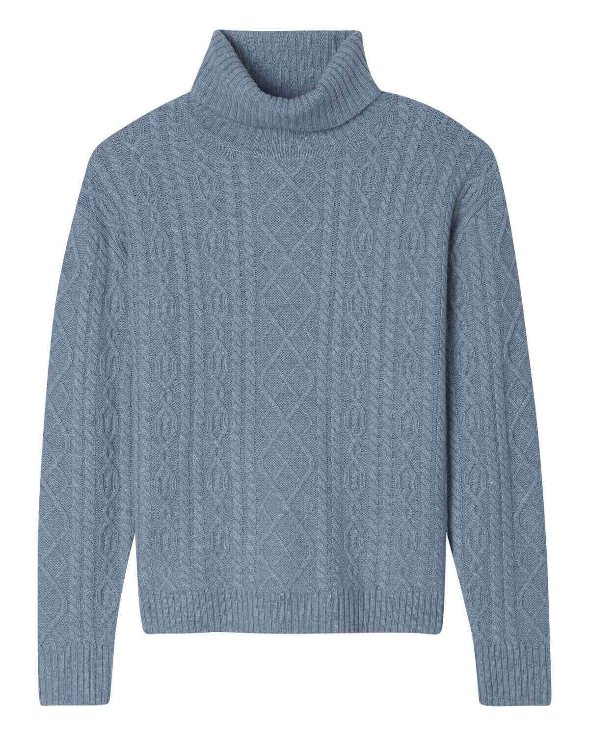 Cashmere Mixed Cable Turtleneck