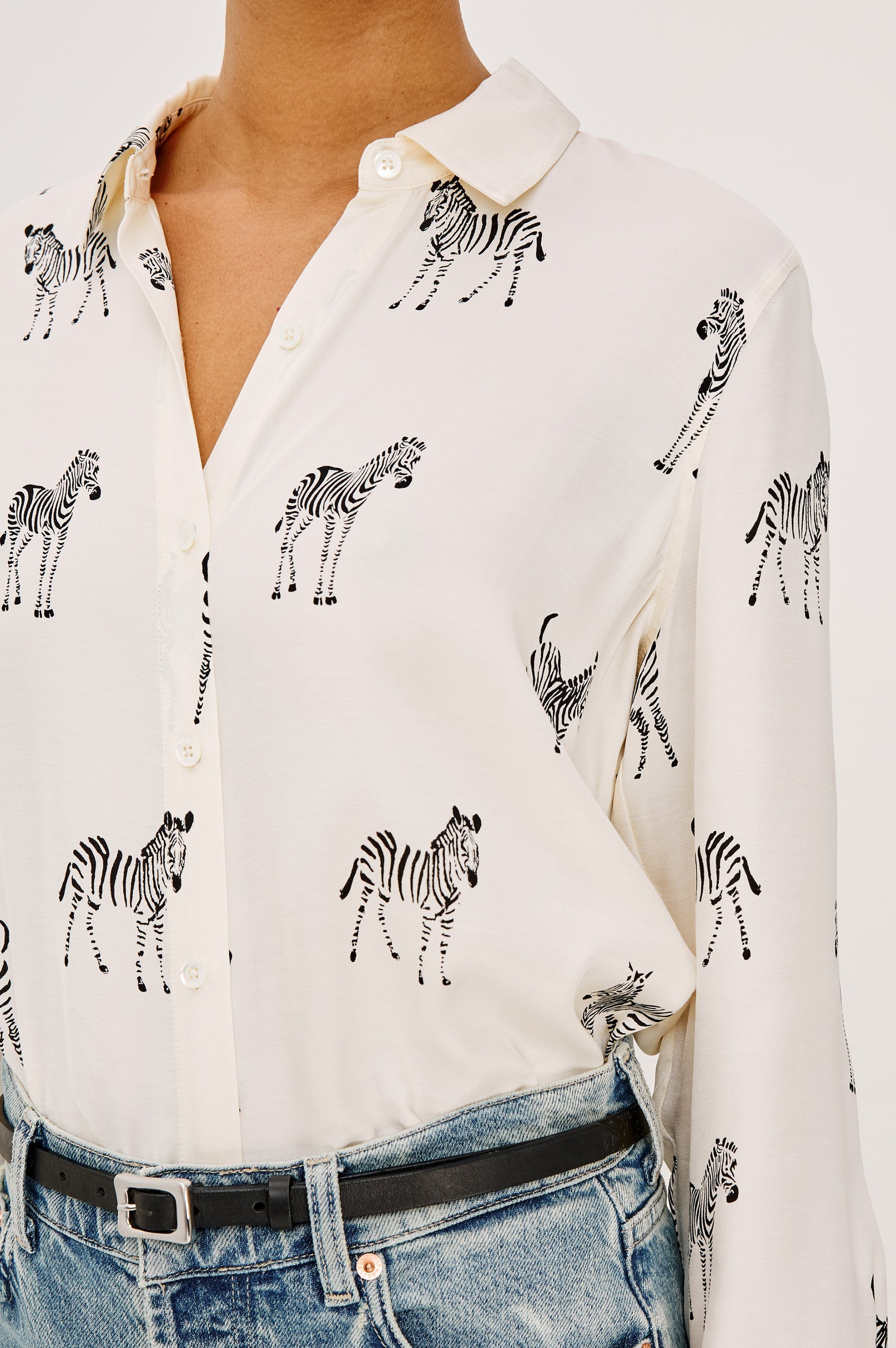 Rails Saige Shirt in Ivory Zebra