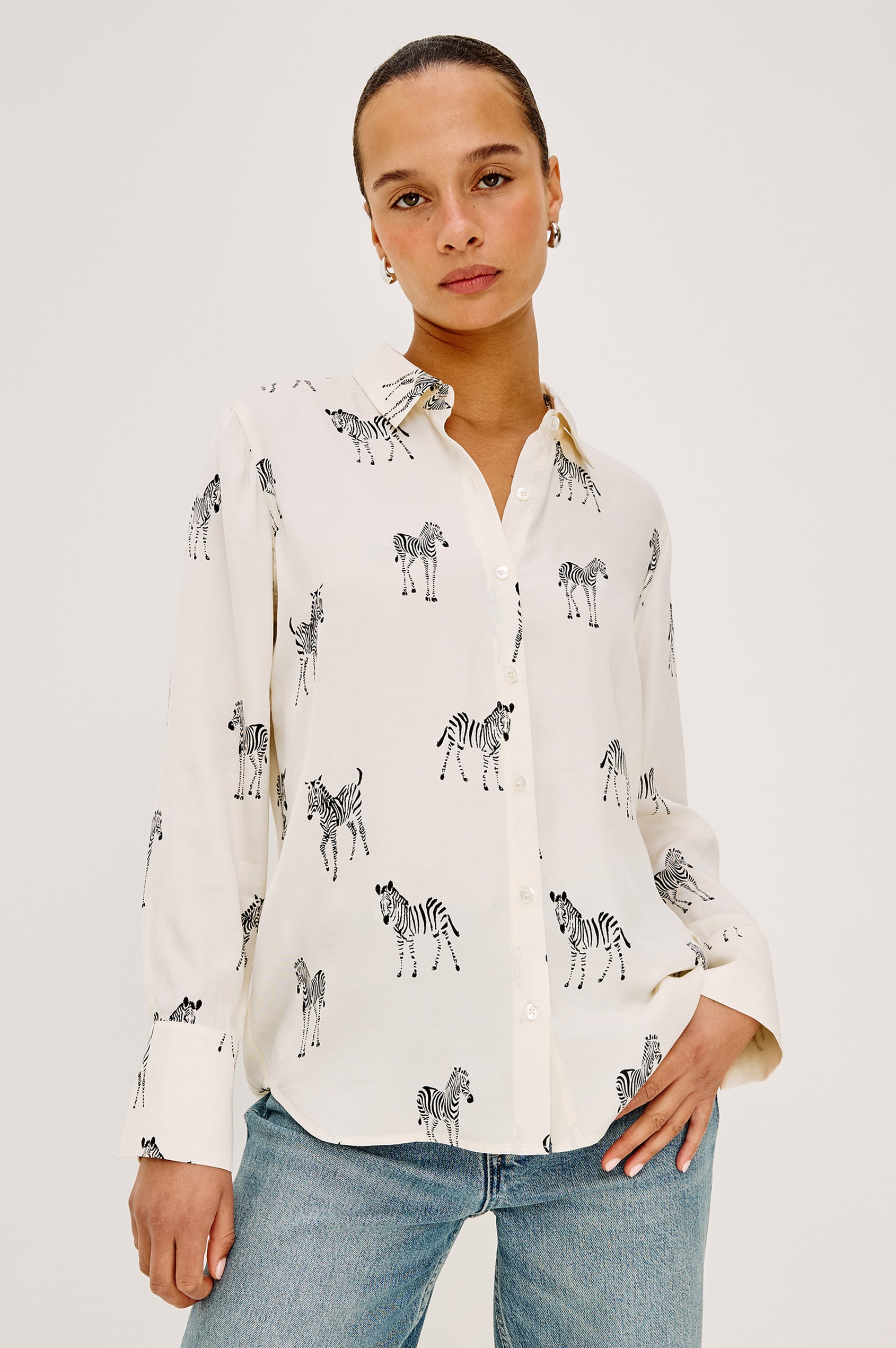 Rails Saige Shirt in Ivory Zebra