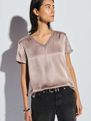 Nation June Satin V Neck Top