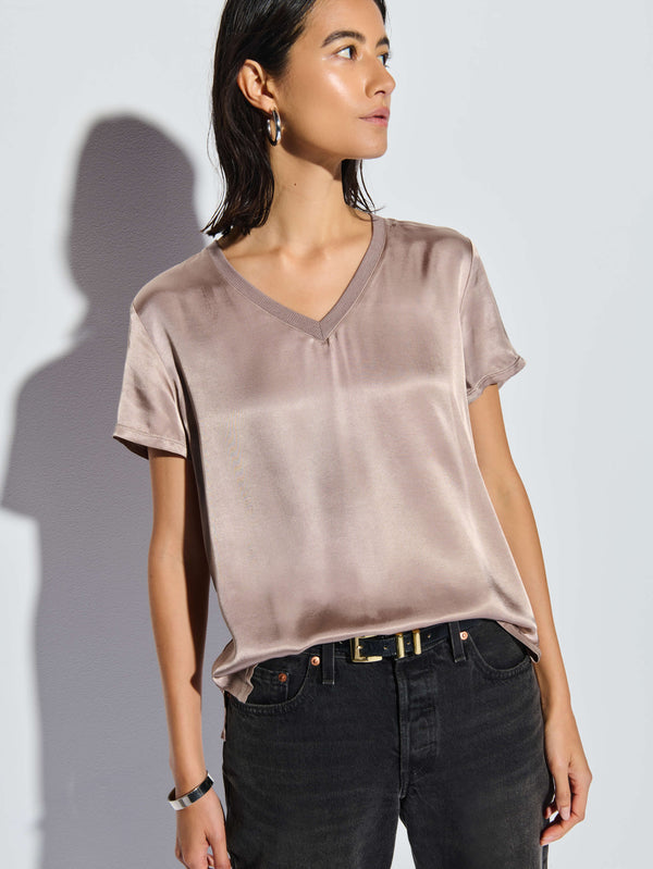 Nation June Satin V Neck Top