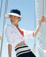 Eric Javitz Champ II Visor in White Mix/Navy