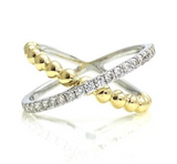 Diamond & Gold X Ring