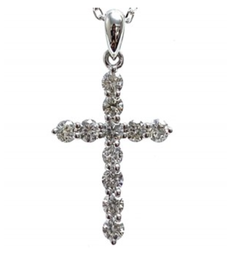 Gold Diamond Cross Pendant Necklace (0.425 Cts)