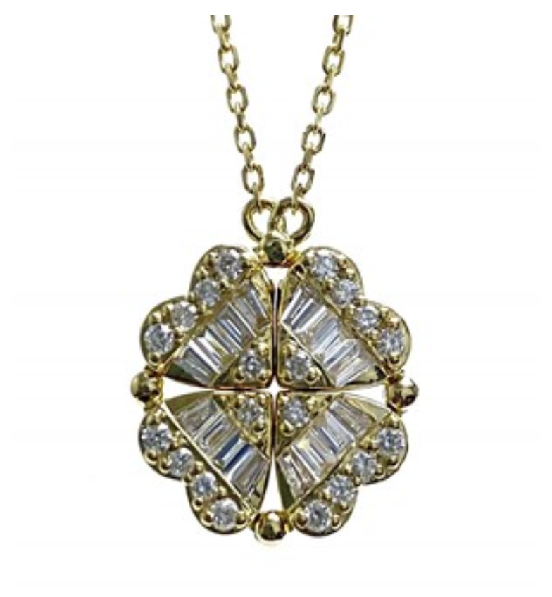 Gold Diamond Clover Pendant Necklace