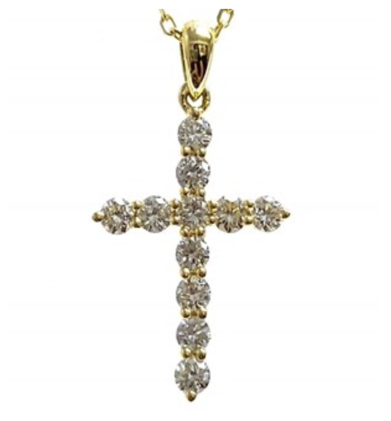 Gold Diamond Cross Pendant Necklace (0.384 Cts)