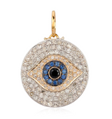 S.Row Designs 14KT Gold Diamond & Sapphire Evil Eye Circle Charm