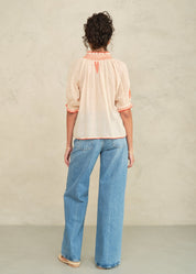 M.A.B.E Talia Embroidered Short Sleeve Top