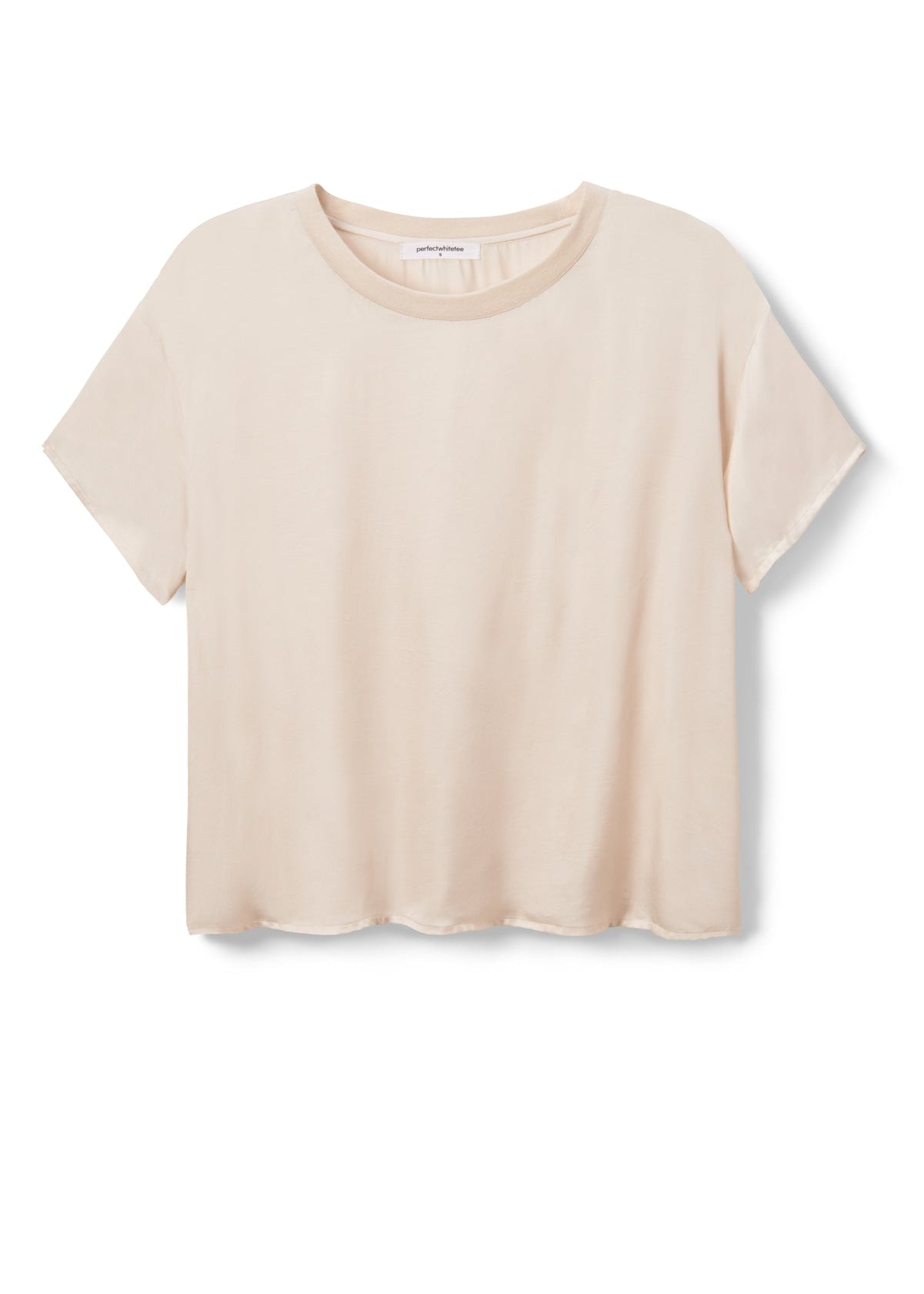 Perfect White Tee Delphine Satin Crew Neck Tee